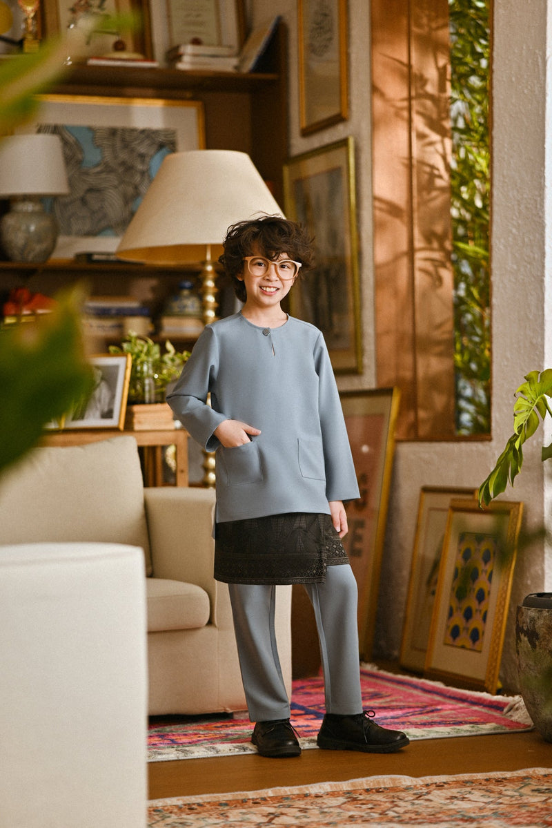 Pahlawan Smart Fit Kids Baju Melayu Teluk Belanga - Lead Blue
