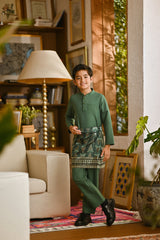 Pahlawan Bespoke Fit Kids Baju Melayu Cekak Musang - Hunter Green