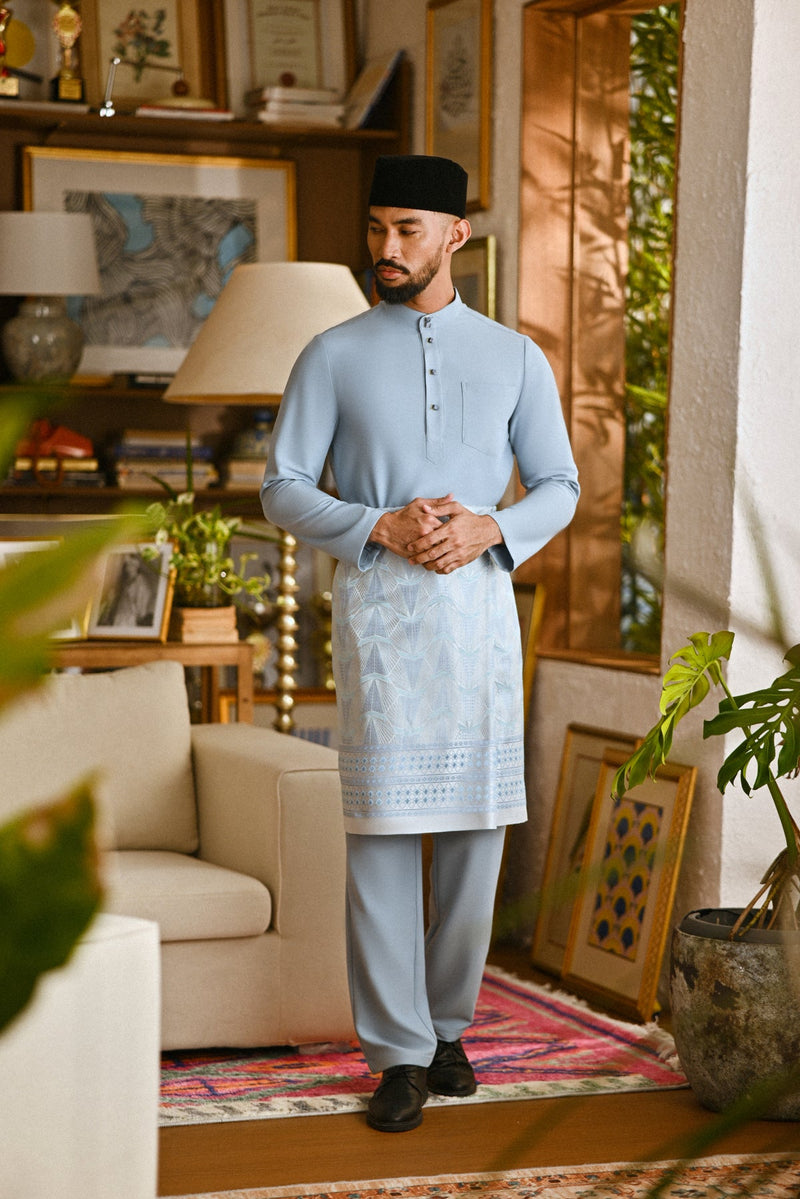 Pahlawan Bespoke Fit Baju Melayu Cekak Musang - Fog Blue