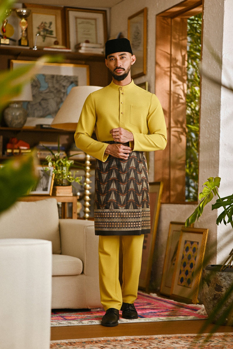 Pahlawan Bespoke Fit Baju Melayu Cekak Musang - Misted Yellow