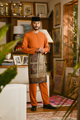 Pahlawan Smart Fit Baju Melayu Teluk Belanga - Burnt Orange