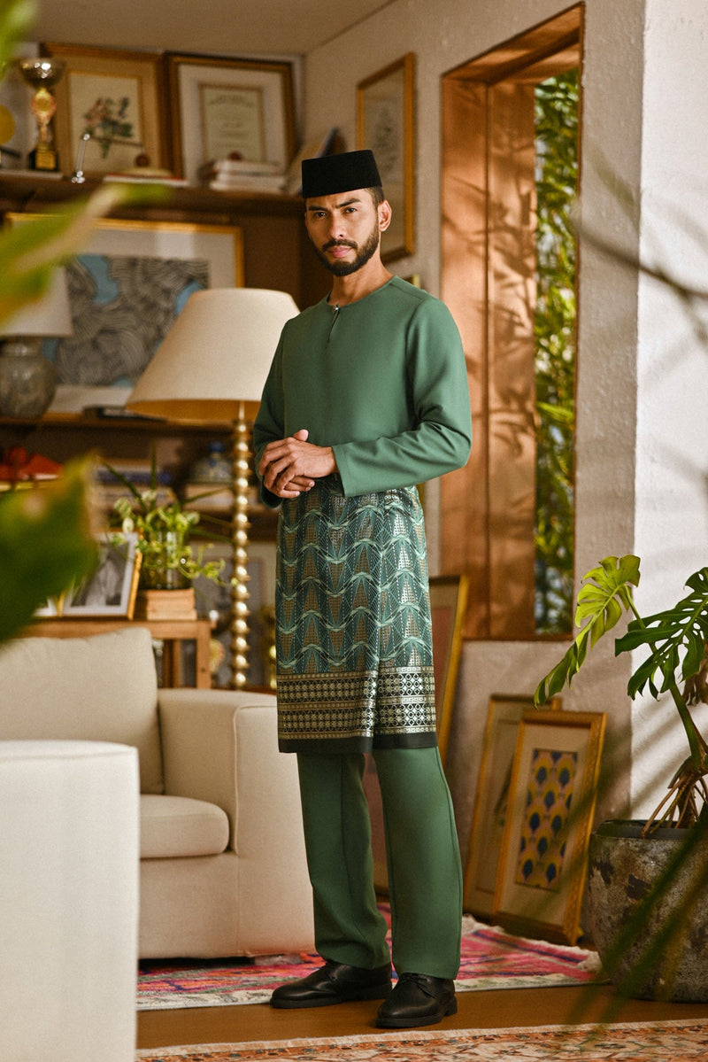 Pahlawan Smart Fit Baju Melayu Teluk Belanga - Hunter Green