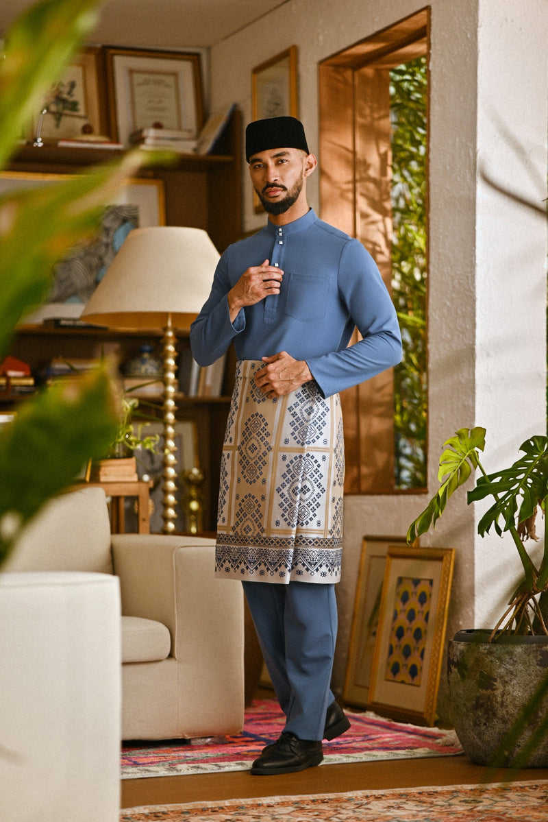 Pahlawan Bespoke Fit Baju Melayu Cekak Musang - Coronet Blue