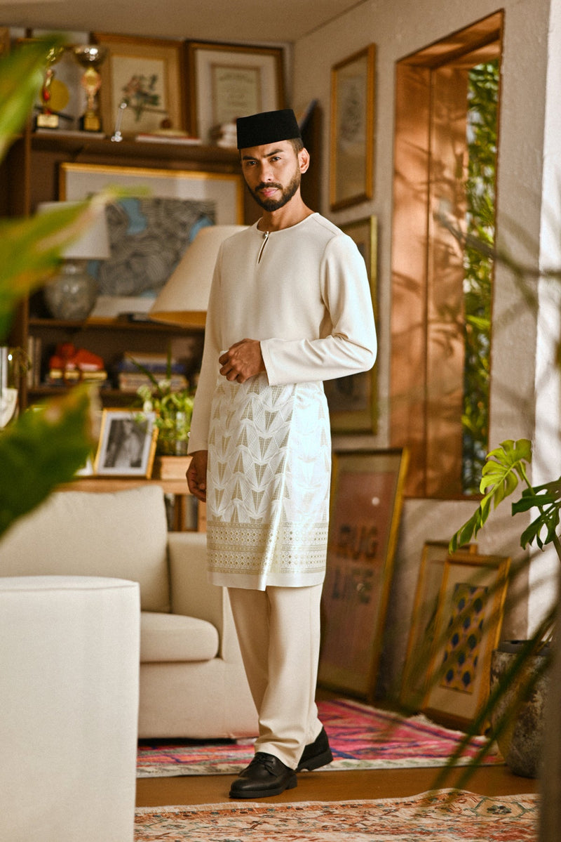 Pahlawan Smart Fit Baju Melayu Teluk Belanga - Light Cream