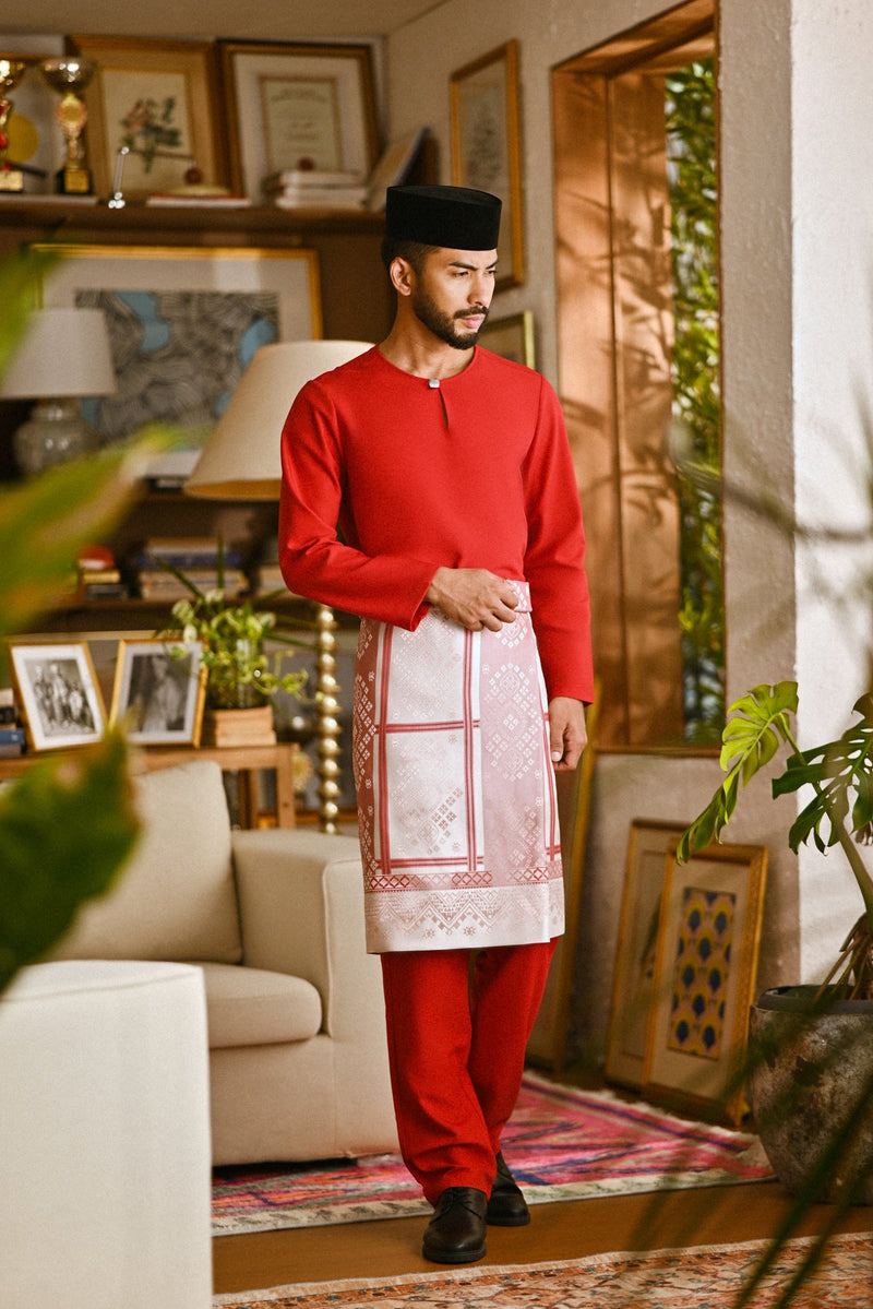 Pahlawan Smart Fit Baju Melayu Teluk Belanga - China Red