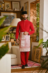 Pahlawan Bespoke Fit Baju Melayu Cekak Musang - Red Bud