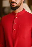 Pahlawan Bespoke Fit Baju Melayu Cekak Musang - Red Bud