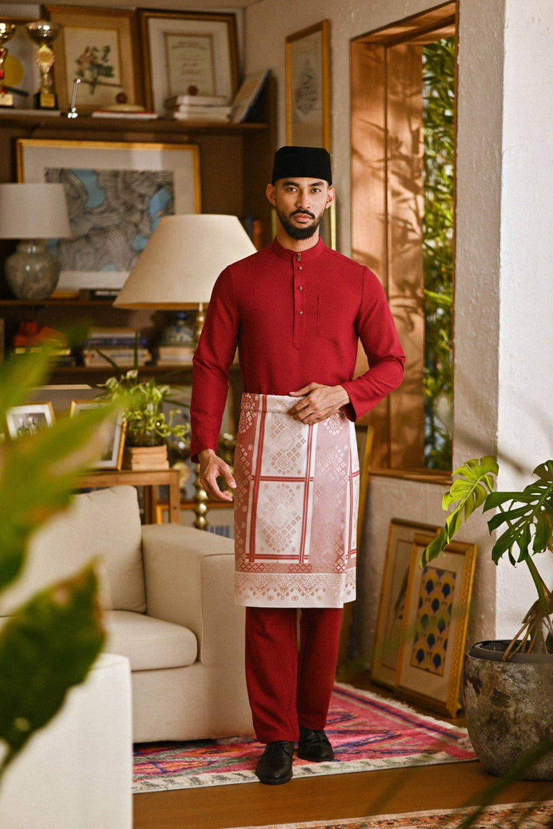 Pahlawan Bespoke Fit Baju Melayu Cekak Musang - Burgundy