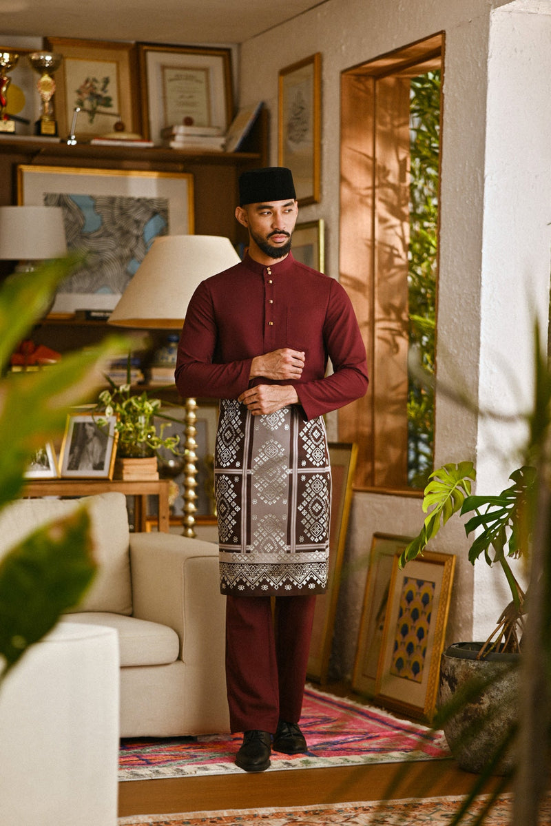 Pahlawan Bespoke Fit Baju Melayu Cekak Musang - Dark Burgundy