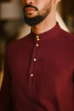 Pahlawan Bespoke Fit Baju Melayu Cekak Musang - Dark Burgundy