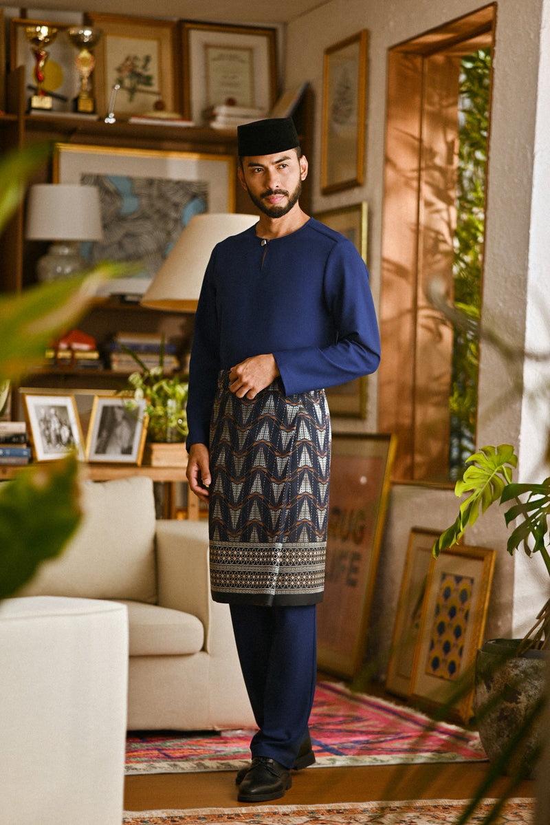 Pahlawan Smart Fit Baju Melayu Teluk Belanga - Navy
