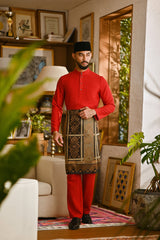 Pahlawan Bespoke Fit Baju Melayu Cekak Musang - China Red