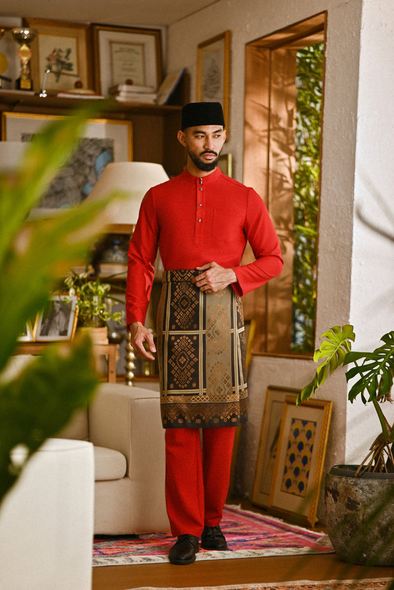 Pahlawan Bespoke Fit Baju Melayu Cekak Musang - China Red