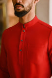 Pahlawan Bespoke Fit Baju Melayu Cekak Musang - China Red