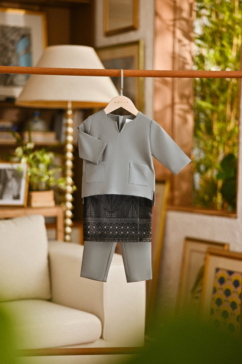 Pahlawan Smart Fit Babies Baju Melayu Teluk Belanga - Ash Grey