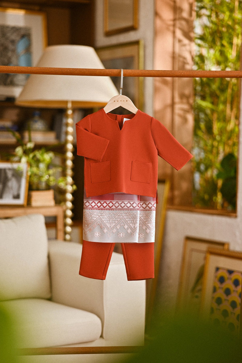 Pahlawan Smart Fit Babies Baju Melayu Teluk Belanga - Mandarin Red