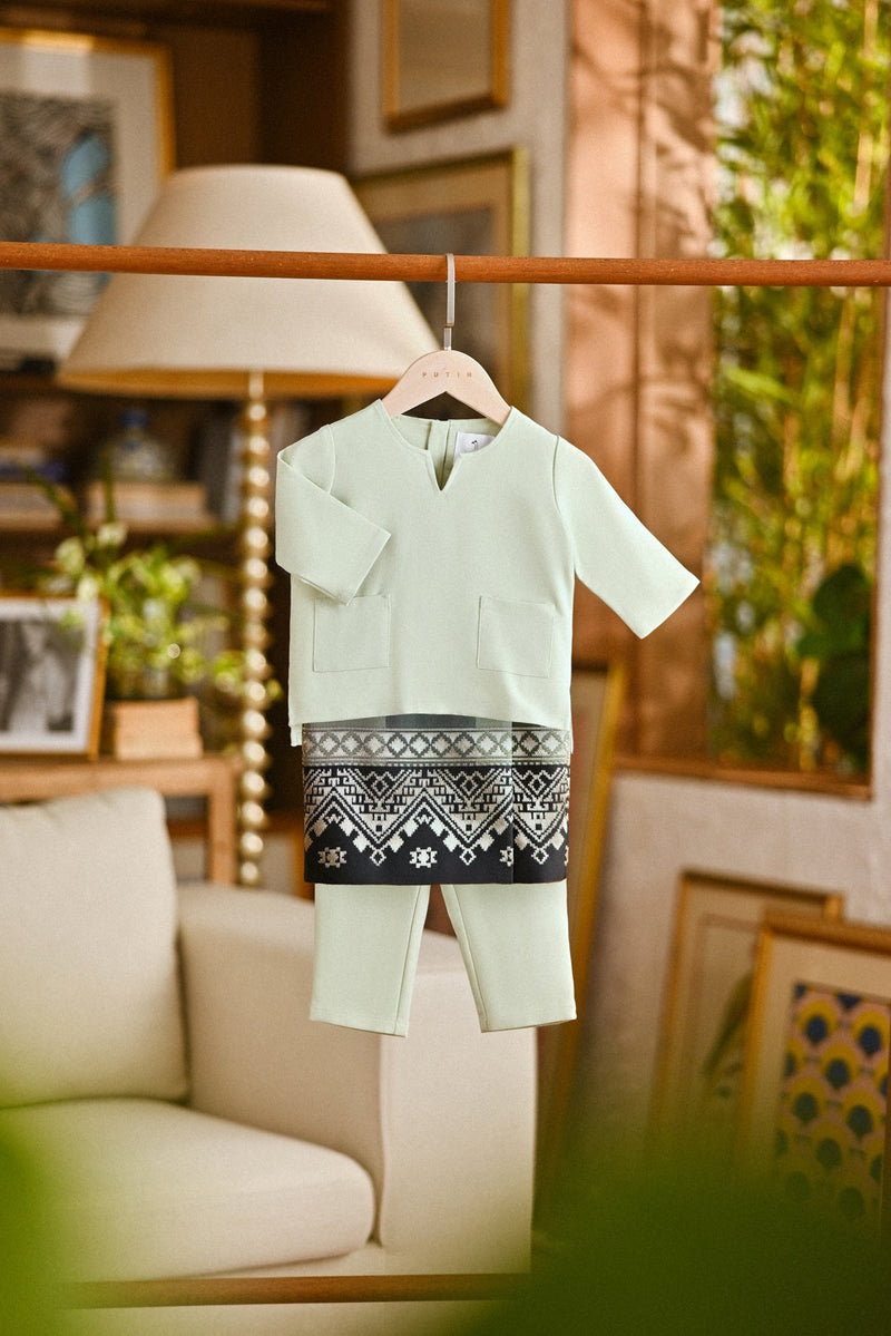 Pahlawan Smart Fit Babies Baju Melayu Teluk Belanga - Fog Green