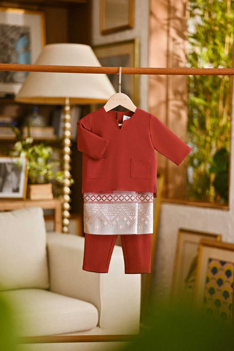 Pahlawan Smart Fit Babies Baju Melayu Teluk Belanga - Maroon