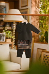 Pahlawan Bespoke Fit Babies Baju Melayu Cekak Musang - Black