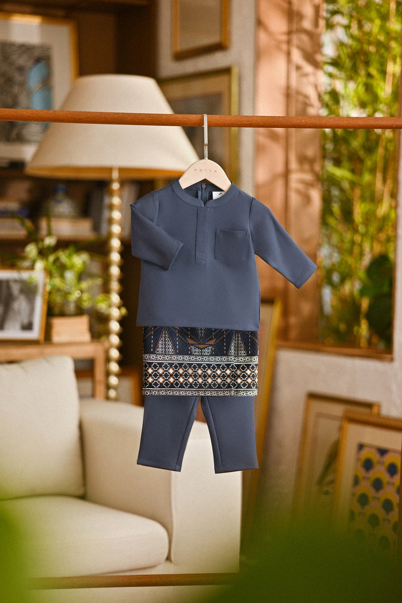 Pahlawan Bespoke Fit Babies Baju Melayu Cekak Musang - Dark Slate Blue