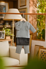 Pahlawan Bespoke Fit Babies Baju Melayu Cekak Musang - Ash Grey