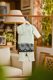 Pahlawan Bespoke Fit Babies Baju Melayu Cekak Musang - Fog Green