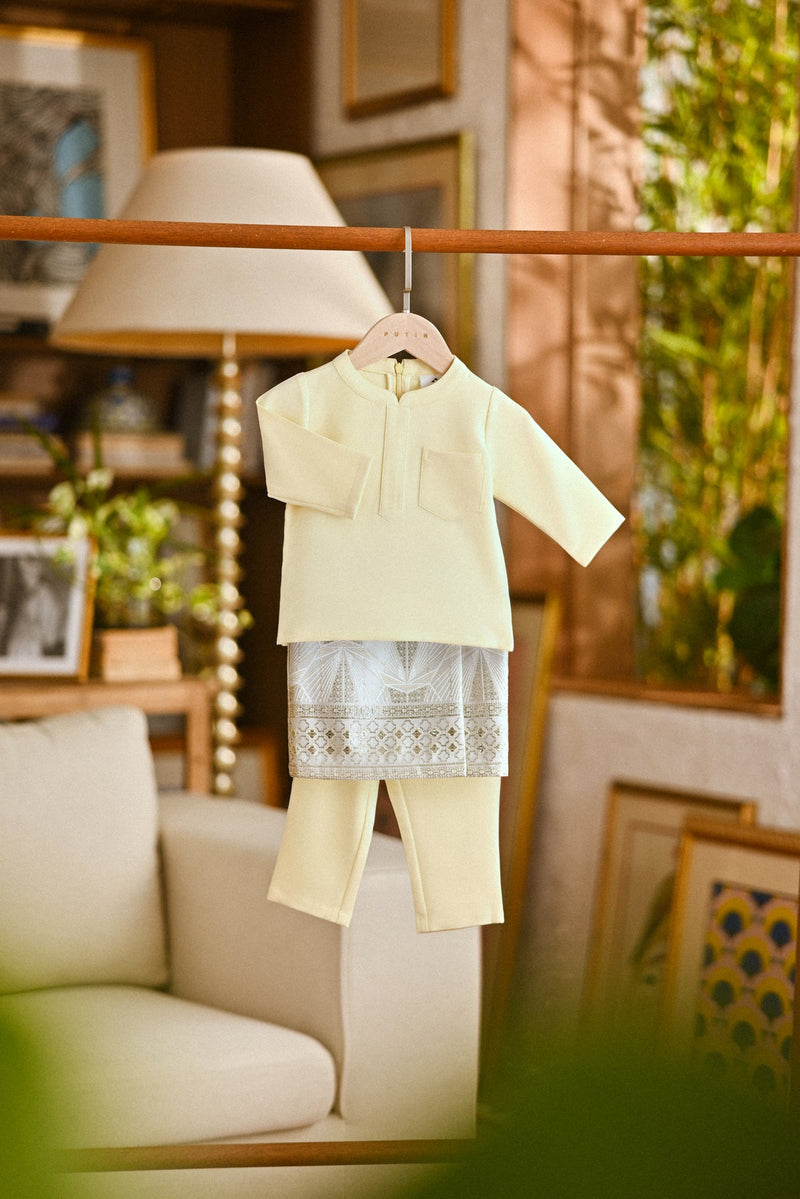 Pahlawan Bespoke Fit Babies Baju Melayu Cekak Musang - Baby Yellow