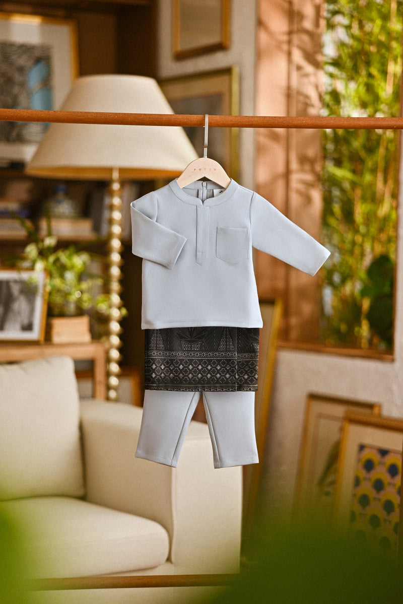 Pahlawan Bespoke Fit Babies Baju Melayu Cekak Musang - Gray