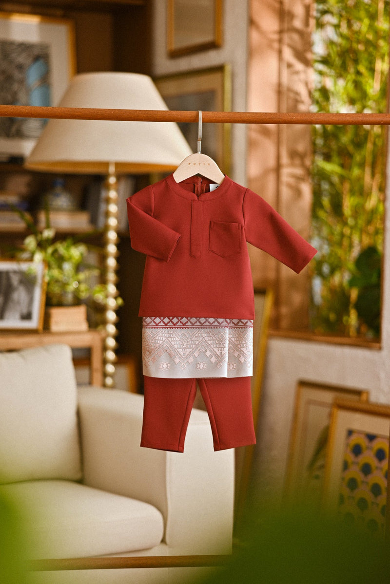 Pahlawan Bespoke Fit Babies Baju Melayu Cekak Musang - Maroon