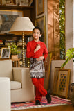 Pahlawan Bespoke Fit Kids Baju Melayu Cekak Musang - China Red