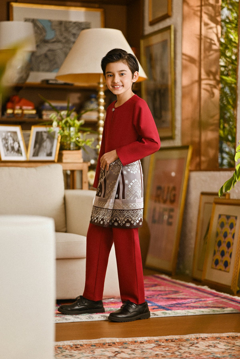 Pahlawan Smart Fit Kids Baju Melayu Teluk Belanga - Burgundy