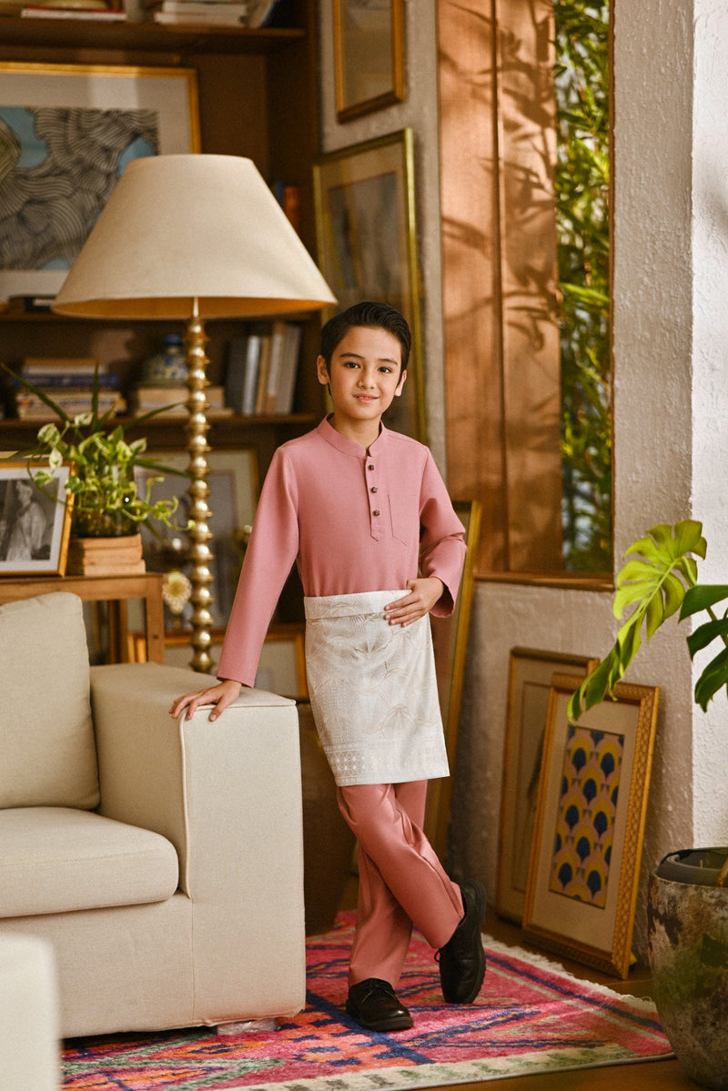 Pahlawan Bespoke Fit Kids Baju Melayu Cekak Musang - Dusty Rose