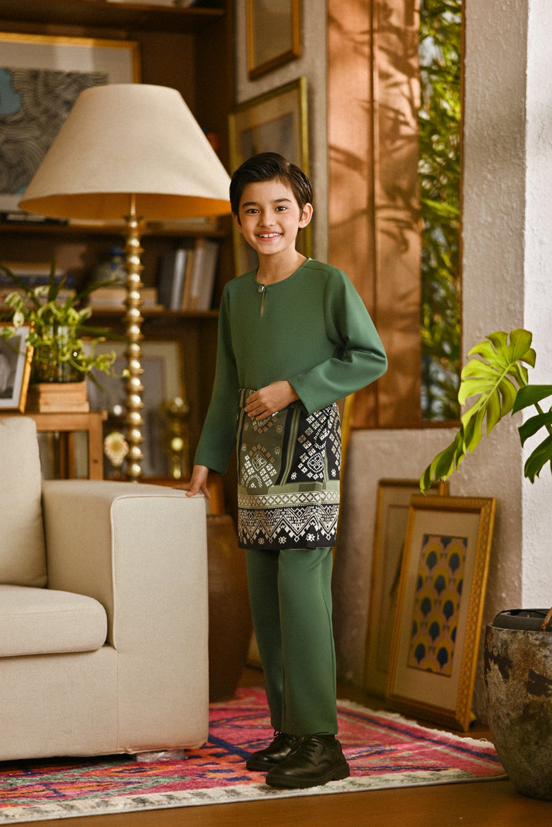 Pahlawan Smart Fit Kids Baju Melayu Teluk Belanga - Hunter Green