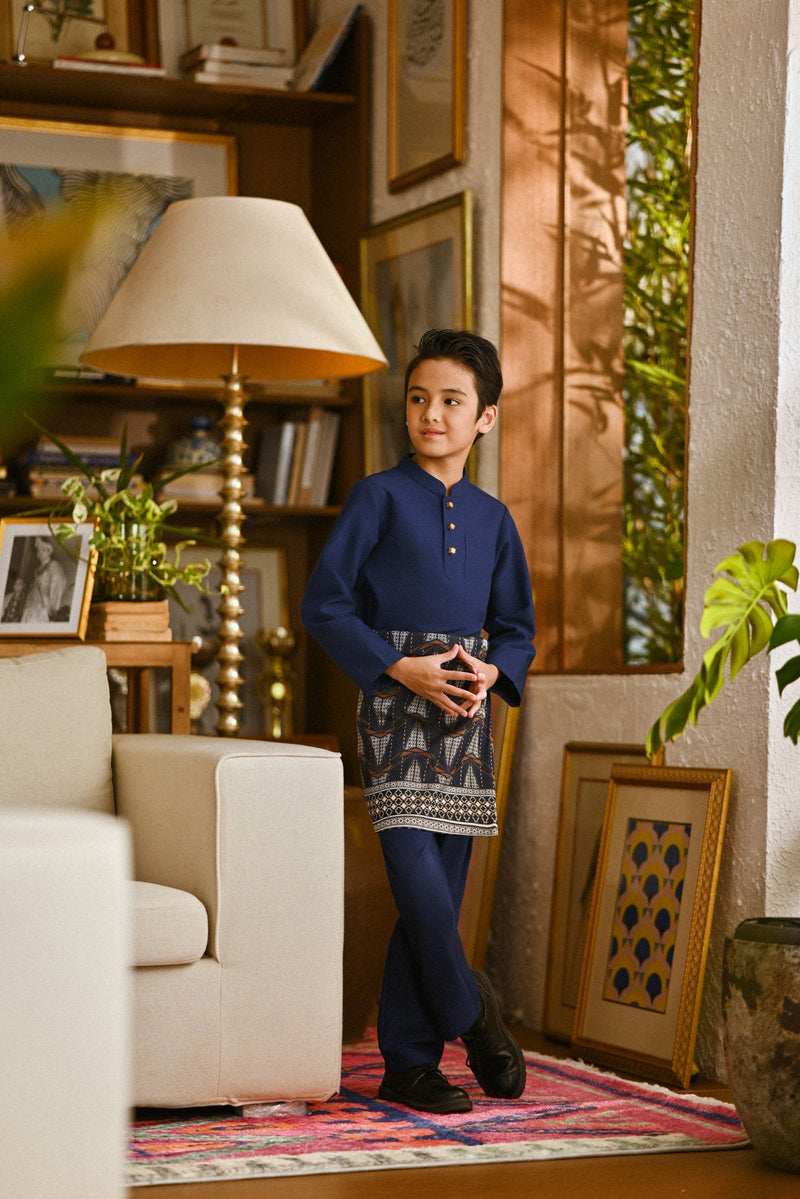 Pahlawan Bespoke Fit Kids Baju Melayu Cekak Musang - Navy