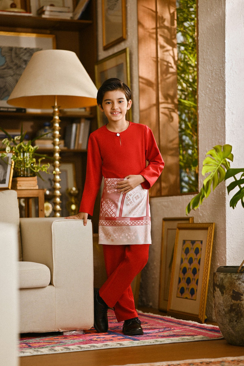 Pahlawan Smart Fit Kids Baju Melayu Teluk Belanga - China Red