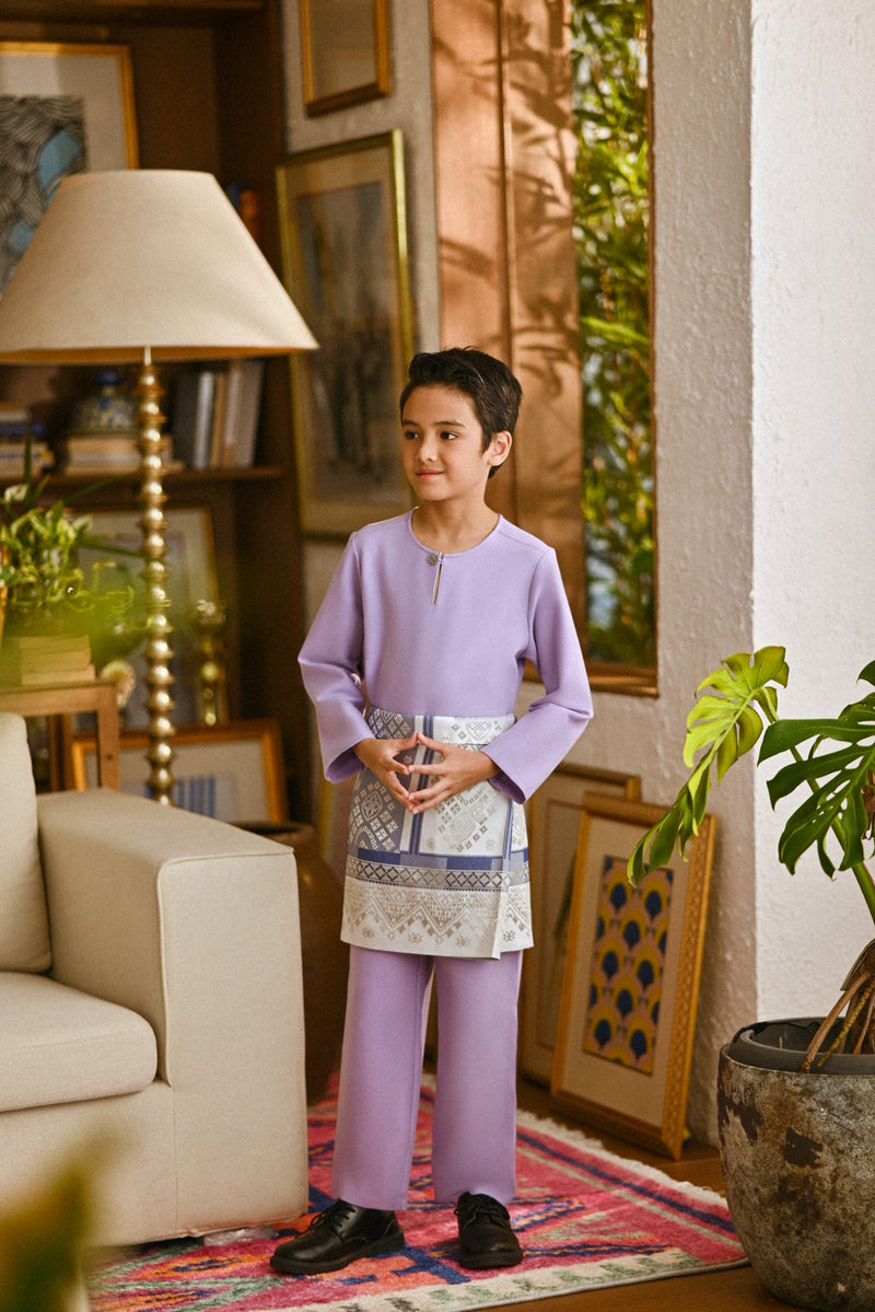 Pahlawan Smart Fit Kids Baju Melayu Teluk Belanga - Pastel Lilac