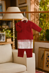 Pahlawan Bespoke Fit Babies Baju Melayu Cekak Musang - Burgundy