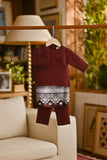 Pahlawan Bespoke Fit Babies Baju Melayu Cekak Musang - Dark Burgundy