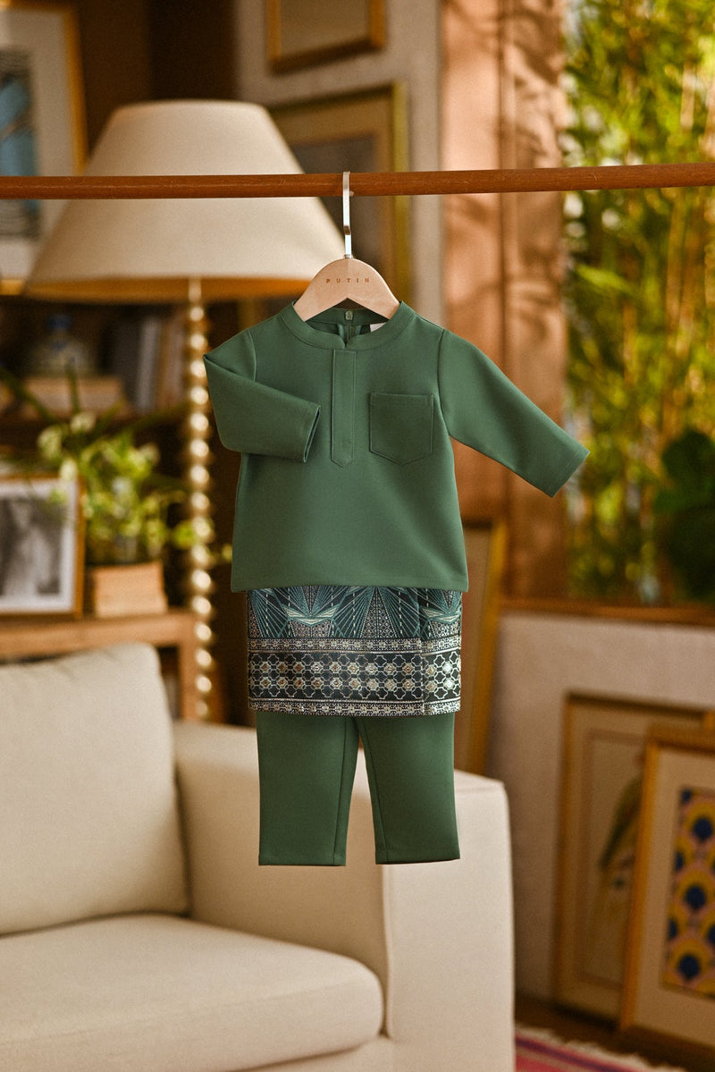 Pahlawan Bespoke Fit Babies Baju Melayu Cekak Musang - Hunter Green