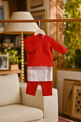 Pahlawan Bespoke Fit Babies Baju Melayu Cekak Musang - China Red