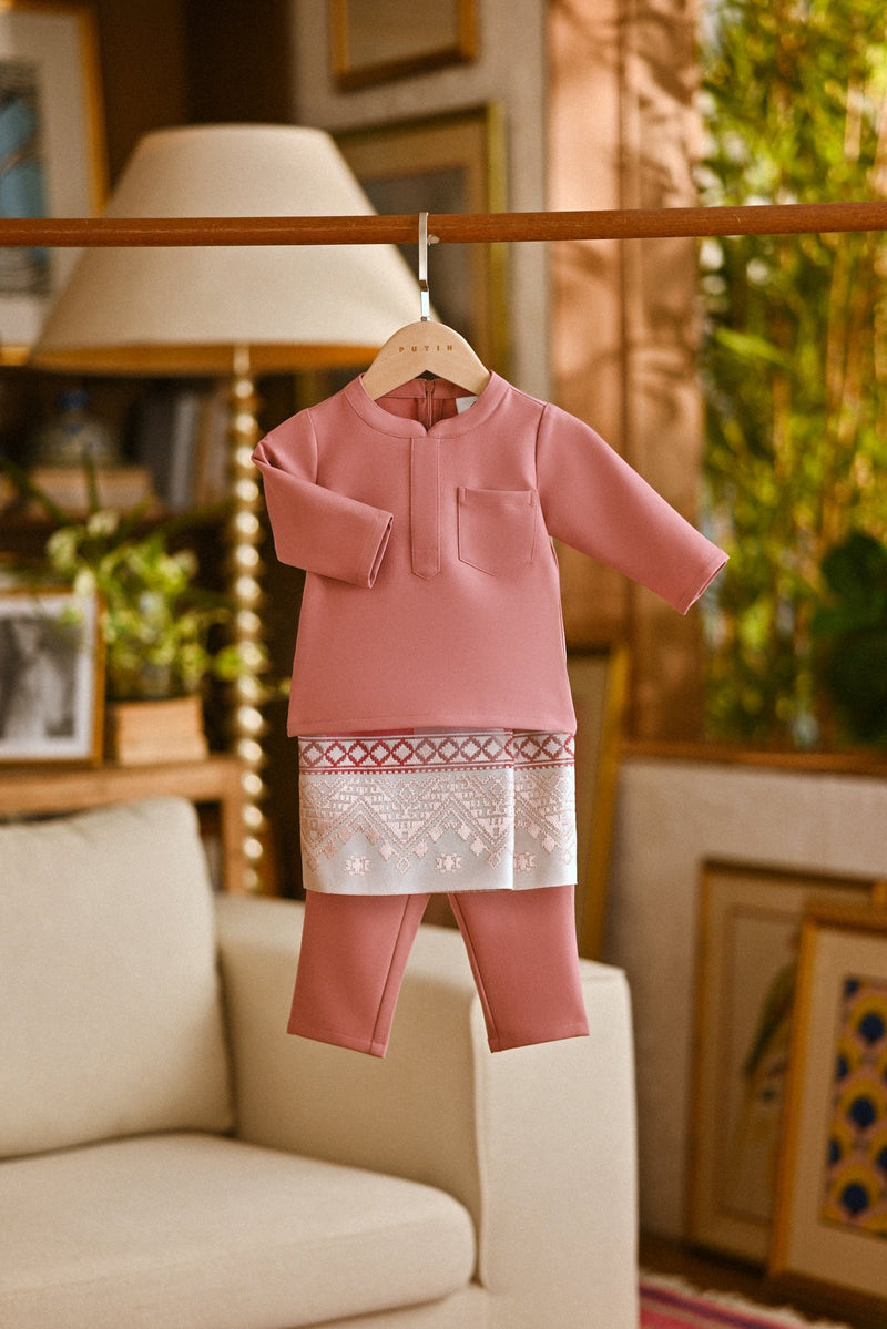 Pahlawan Bespoke Fit Babies Baju Melayu Cekak Musang - Dusty Rose