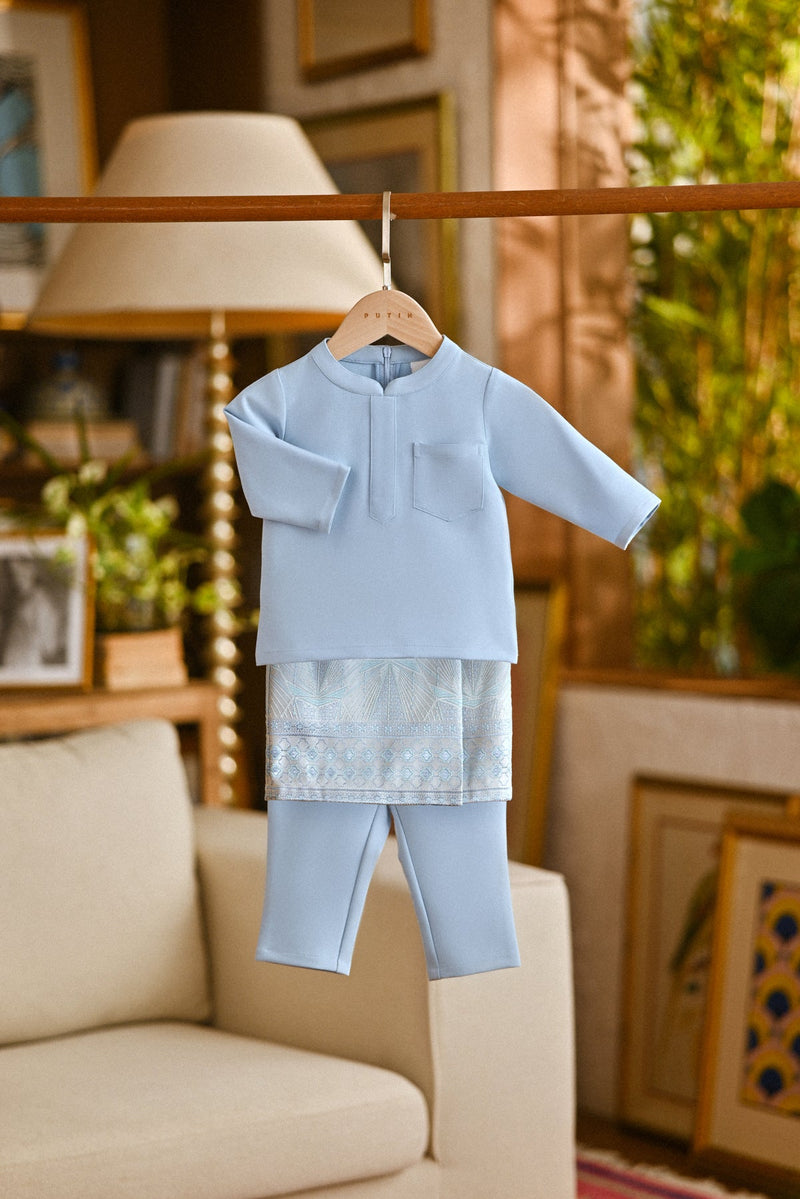 Pahlawan Bespoke Fit Babies Baju Melayu Cekak Musang - Ice Blue