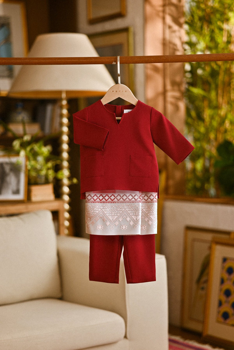 Pahlawan Smart Fit Babies Baju Melayu Teluk Belanga - Burgundy