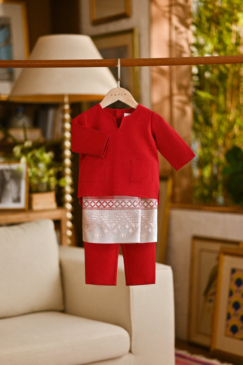 Pahlawan Smart Fit Babies Baju Melayu Teluk Belanga - Red Bud