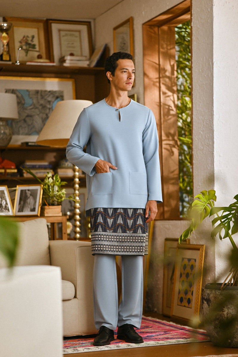 Pahlawan Smart Fit Baju Melayu Teluk Belanga - Fog Blue