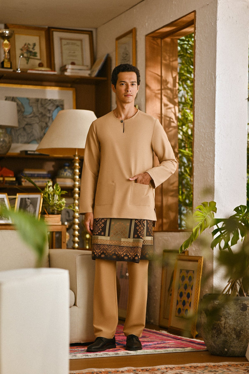 Pahlawan Smart Fit Baju Melayu Teluk Belanga - Latte