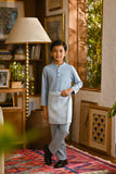 Pahlawan Bespoke Fit Kids Baju Melayu Cekak Musang - Fog Blue