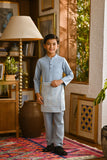 Pahlawan Bespoke Fit Kids Baju Melayu Cekak Musang - Fog Blue