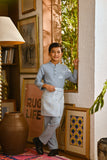 Pahlawan Bespoke Fit Kids Baju Melayu Cekak Musang - Fog Blue