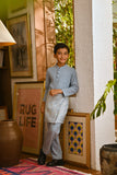 Pahlawan Bespoke Fit Kids Baju Melayu Cekak Musang - Fog Blue